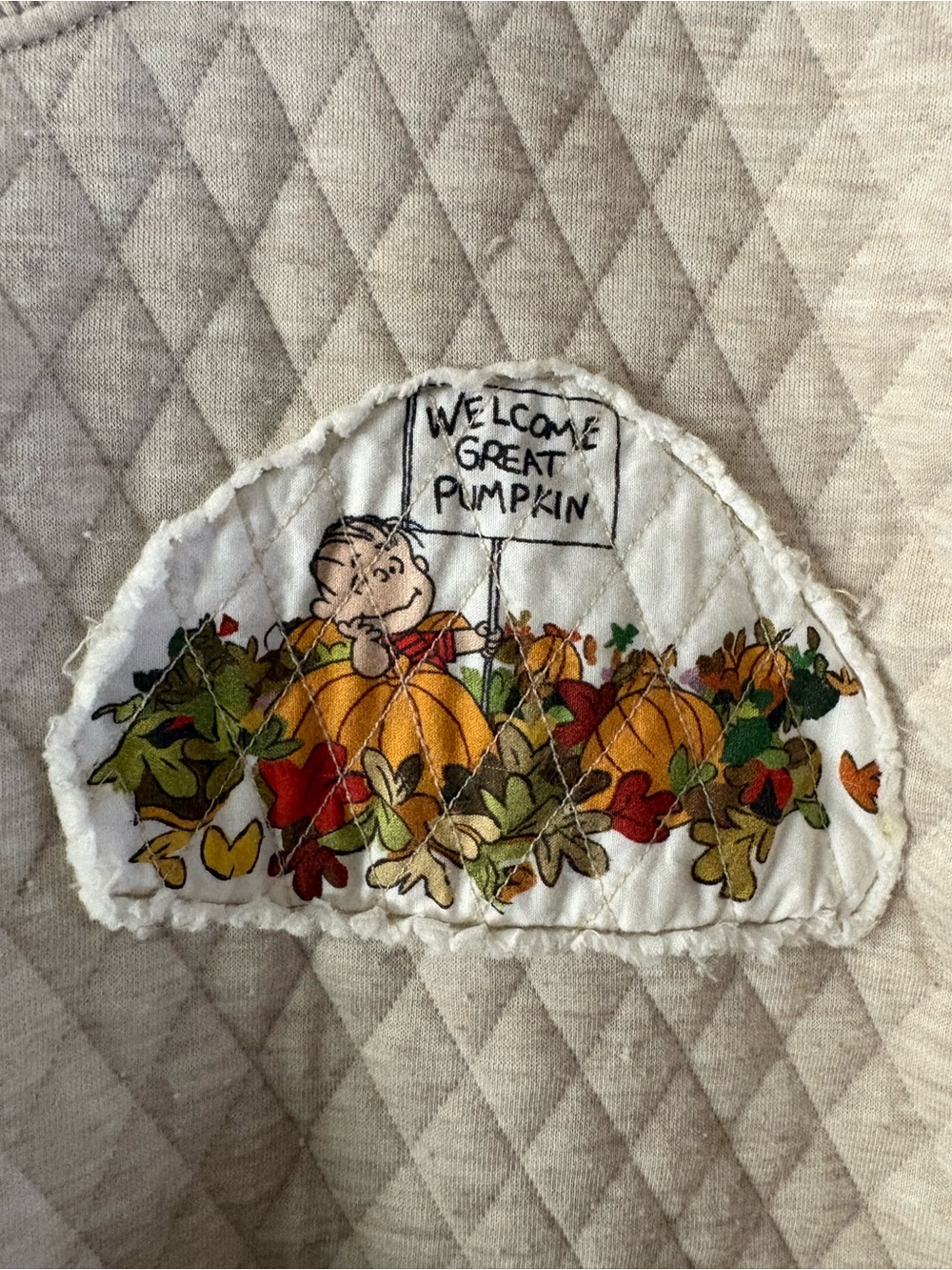 Quilted Marine Layer Sweater Peanuts Patchwork L - Picture 4 of 7
